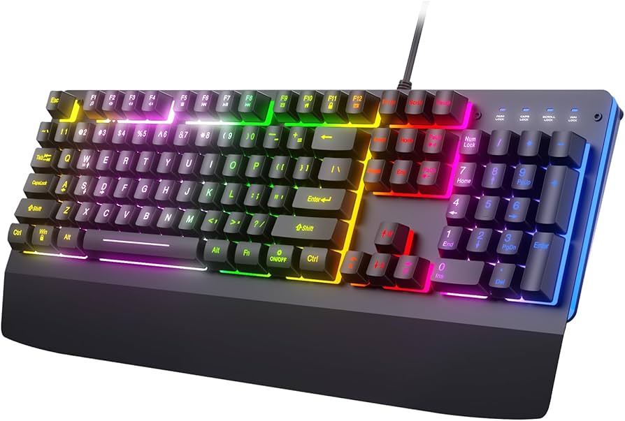 Wired Gaming Keyboard with RGB & Wrist Rest